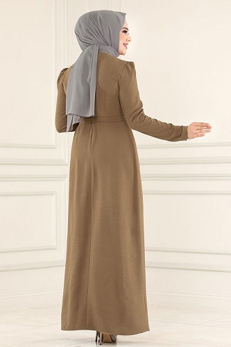 moda selvim Sequin Detailed Hijab Dress ASM2567-M Vision - Thumbnail