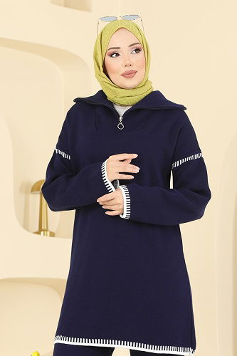 moda selvim Şerit Detay Triko Takım 2759AYD574 Laci - Thumbnail