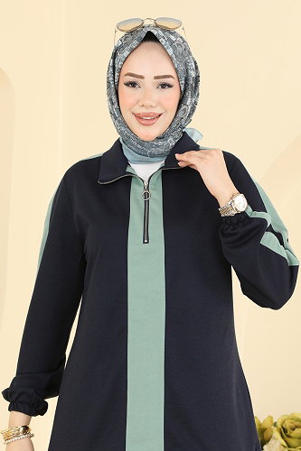 moda selvim Şerit Detaylı Fermuarlı 2 li Takım PL9243 Laci - Thumbnail