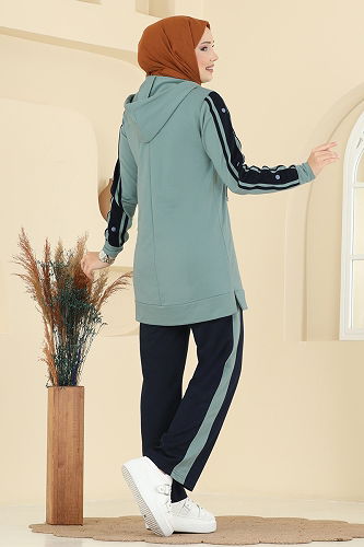 moda selvim Şerit Detaylı İki İp Takım 2751SL432 Mint&Laci - Thumbnail