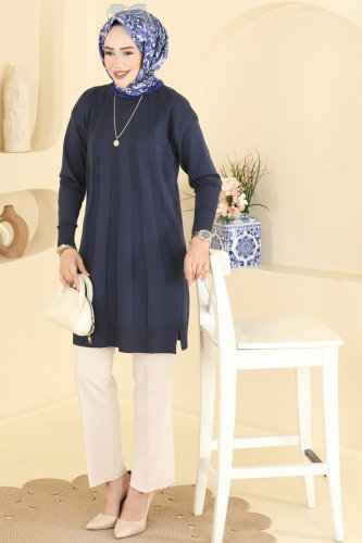N.V.X. - Şerit Detaylı Merserize Tunik 3190NVX1208 Laci