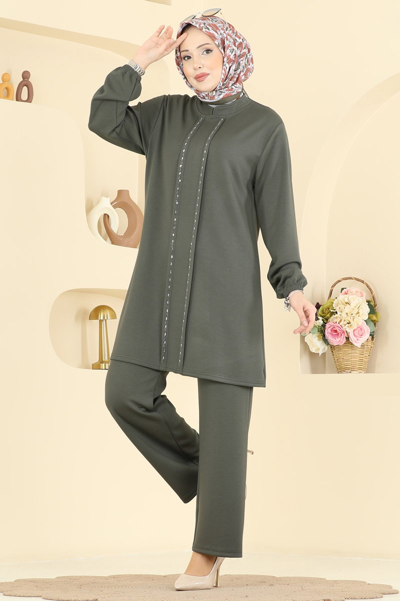 Şerit Detaylı Modal Takım 2785AYD574 Haki
