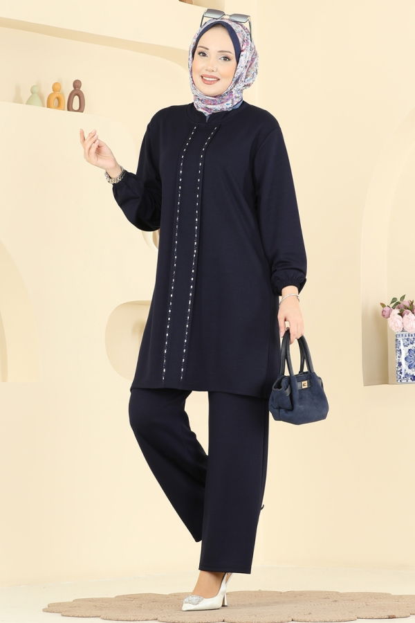 Modaselvim %20+%70 İNDİRİM Şerit Detaylı Modal Takım 2785AYD574 Laci