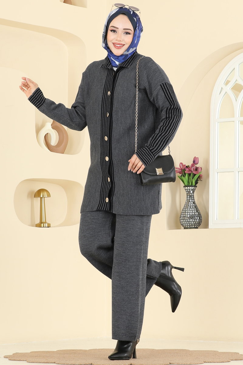 Şerit Detaylı Triko Takım 0690KLB1050 Antrasit