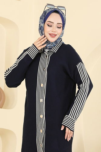 moda selvim Şerit Detaylı Triko Takım 0690KLB1050 Laci - Thumbnail