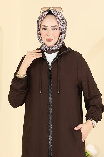 moda selvim Şerit Taş Detaylı Kap 4024HN394 Acı Kahve - Thumbnail