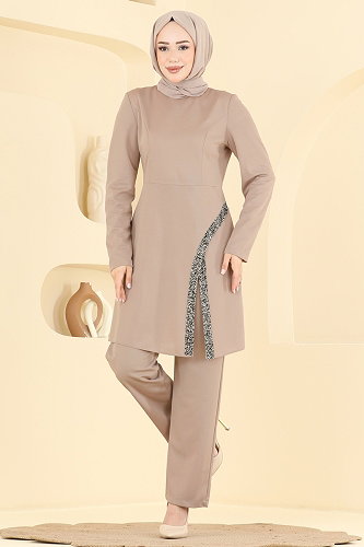 moda selvim Şerit Taş Detaylı Takım 2852ASMK1074 Vizyon - Thumbnail