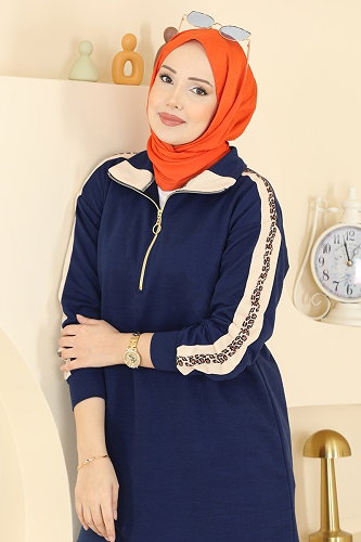 moda selvim Şeriti Leopar Desenli Takım 8036TEG847 Açık Laci - Thumbnail