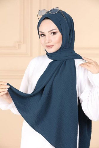 moda selvim 100AY342 بترولي حجاب طويل - Thumbnail