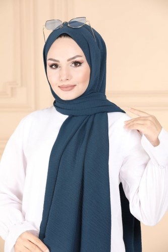 moda selvim 100AY342 بترولي حجاب طويل - Thumbnail