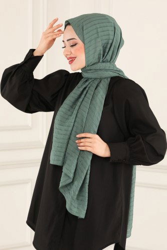 moda selvim 204IPK758 تركوازي حجاب طويل - Thumbnail
