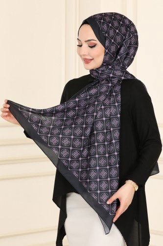 moda selvim 216IPK758 ارجواني فاتح حجاب طويل - Thumbnail
