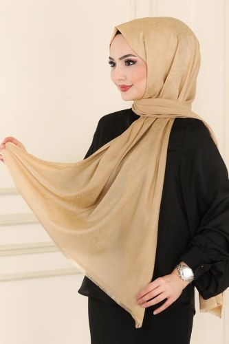 moda selvim 223IPK758 الذهبي حجاب طويل - Thumbnail