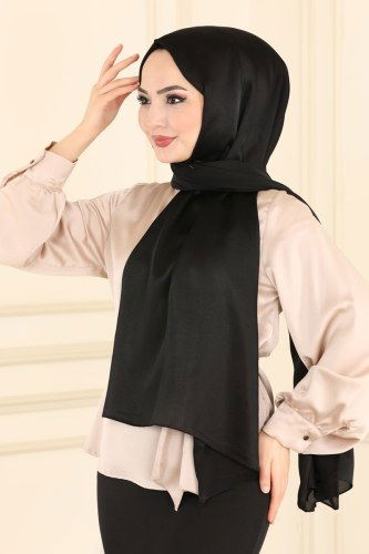 moda selvim Shawl 224IPK758 Black - Thumbnail