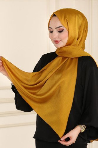 moda selvim Shawl 224IPK758 Mustard - Thumbnail