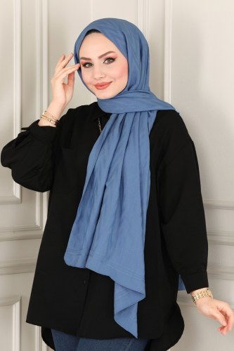moda selvim Shawl 225IPK758 Indigo - Thumbnail