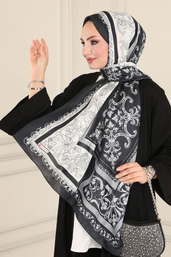 moda selvim Shawl 227IPK758 Black - Thumbnail