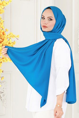 moda selvim 500MDL873 سماوي حجاب طويل - Thumbnail