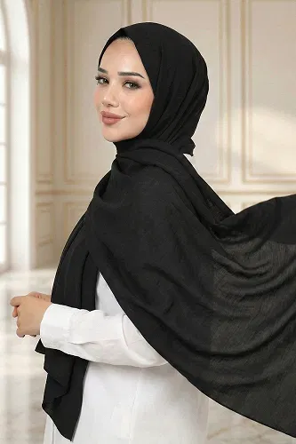 moda selvim PL3003 اسود حجاب طويل - Thumbnail