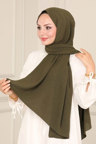 moda selvim Shawl PL3003 Dark Khaki - Thumbnail