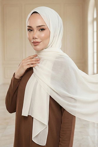 moda selvim Shawl PL3003 Ecru - Thumbnail