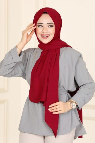 moda selvim PL3003 احمر فاتح حجاب طويل - Thumbnail