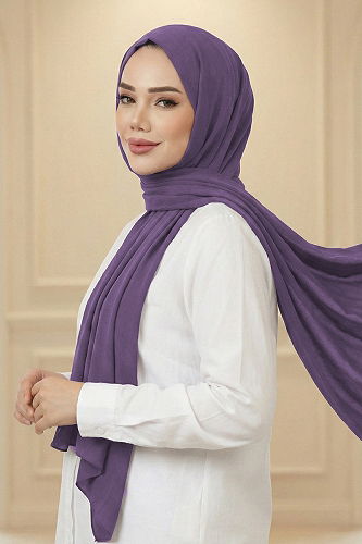 moda selvim PL3003 ارجواني فاتح حجاب طويل - Thumbnail