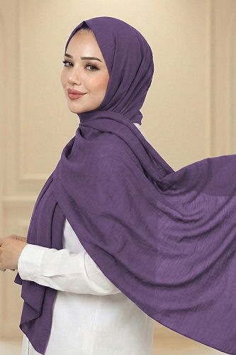 moda selvim PL3003 ارجواني فاتح حجاب طويل - Thumbnail