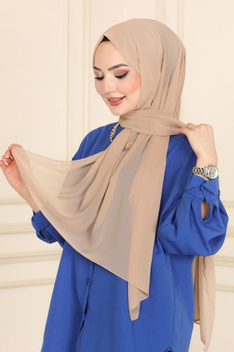 moda selvim Shawl PL3006 Beige - Thumbnail