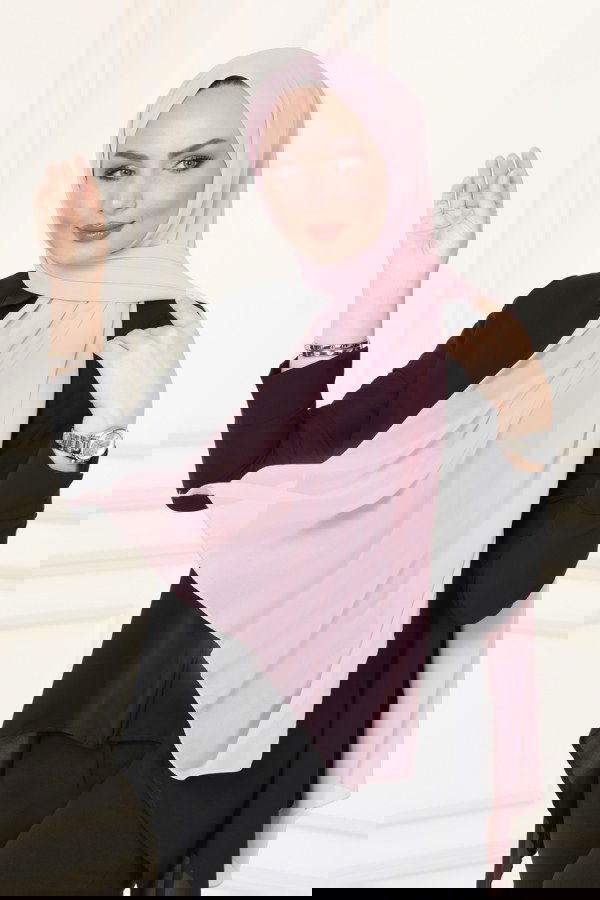 Modaselvim خصم صافٍ20%+20% في سلة التسوق PL3006 وردي حجاب طويل