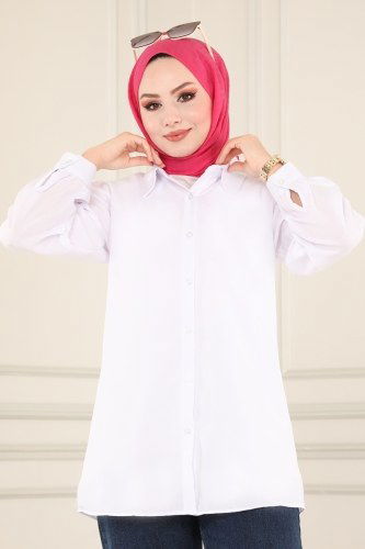 moda selvim 1512NWS799 لون بيج فاتح قميص - Thumbnail