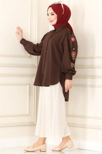moda selvim 1516NWS779 البني تنورة - Thumbnail