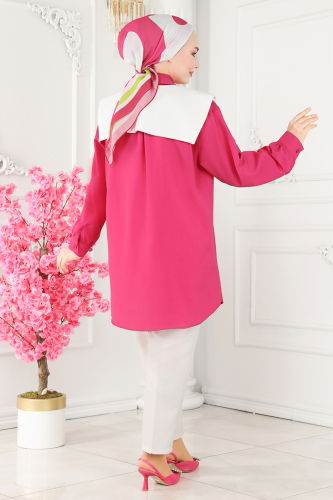 moda selvim Shirt 1563NWS799 Fuchsia - Thumbnail