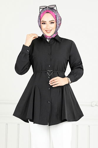 moda selvim Shirt 256ASN936-M Black - Thumbnail