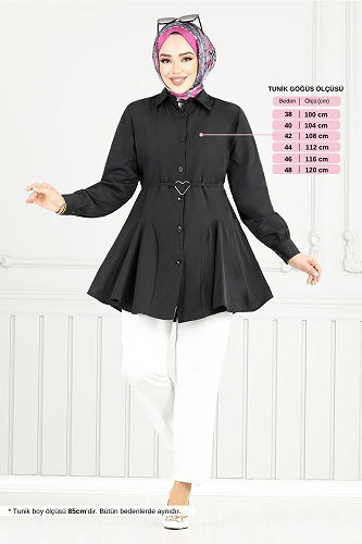 moda selvim قميص أسود 256ASN936-M - Thumbnail