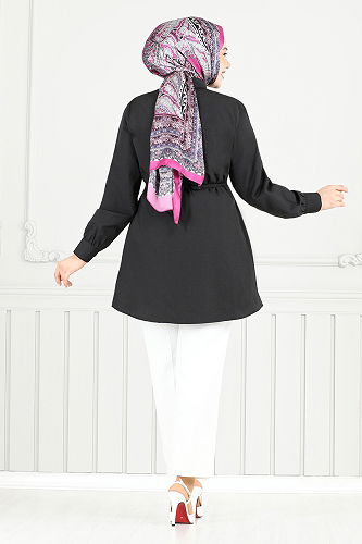 moda selvim قميص أسود 256ASN936-M - Thumbnail