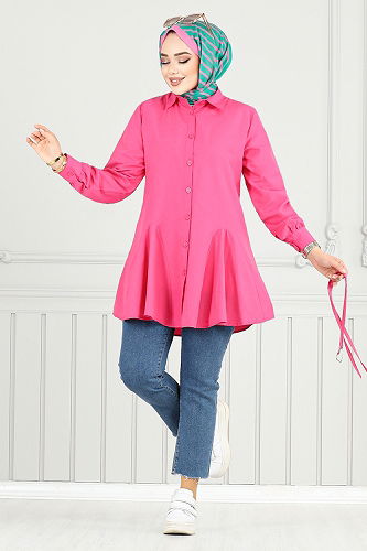 moda selvim Shirt 256ASN936-M Fuchsia - Thumbnail