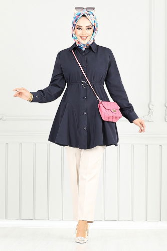 moda selvim Shirt 256ASN936-M Navy Blue - Thumbnail