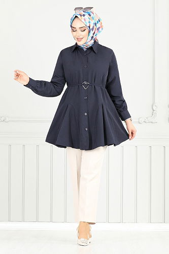 moda selvim Shirt 256ASN936-M Navy Blue - Thumbnail