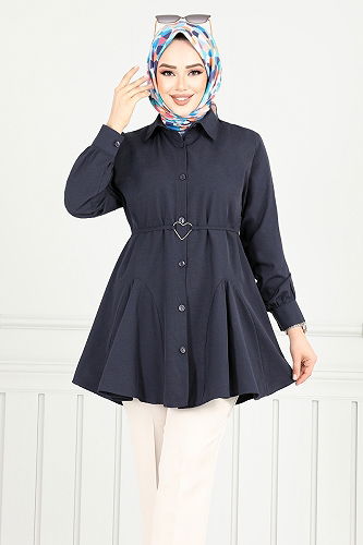 moda selvim Shirt 256ASN936-M Navy Blue - Thumbnail