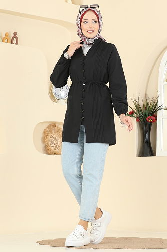 moda selvim Shirt 299ASN888 Black - Thumbnail