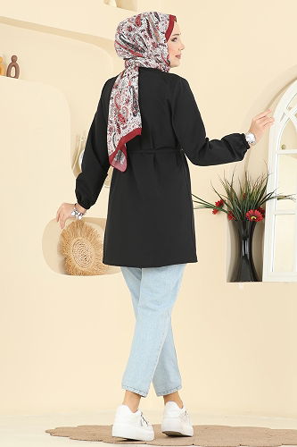 moda selvim قميص أسود 299ASN888 - Thumbnail