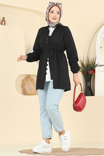 moda selvim قميص أسود 299ASN888 - Thumbnail