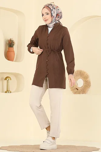 moda selvim قميص بني 299ASN888 - Thumbnail