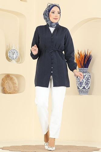 moda selvim قميص كحلي 299ASN888 - Thumbnail