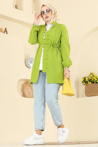 moda selvim قميص أخضر 299ASN888 - Thumbnail