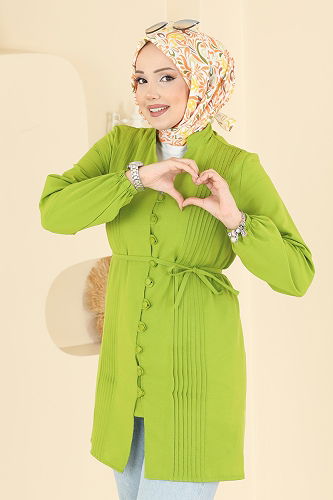 moda selvim قميص أخضر 299ASN888 - Thumbnail