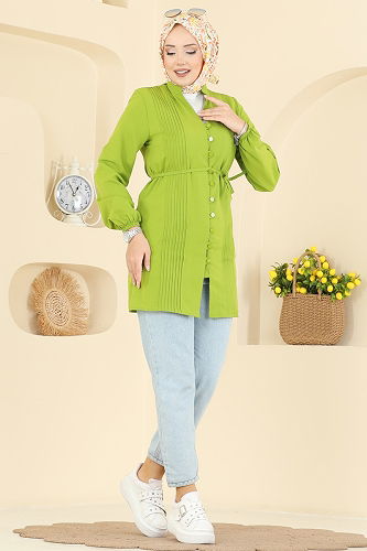 moda selvim قميص أخضر 299ASN888 - Thumbnail