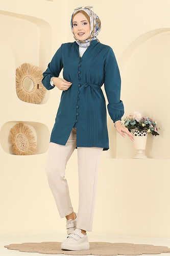 moda selvim قميص بترولي 299ASN888 - Thumbnail