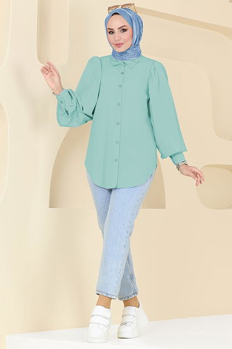 moda selvim Shirt 3025KTR750 Almond Green - Thumbnail